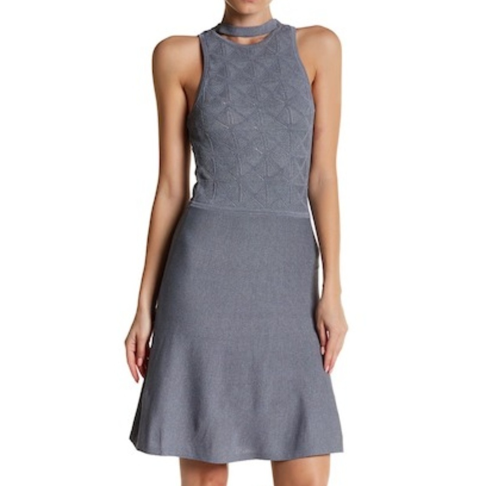 Ali & Jay women M palacio de bellas skater dress sleeveless gray knit prom homco
